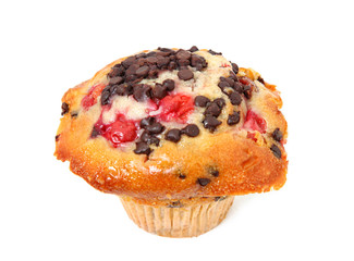 Cherry Chocolate Chip Muffin On White