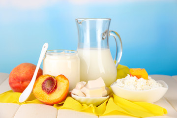 Fresh dairy products with peaches