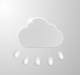 Cloud computing concept background with mouses. Vector illustrat