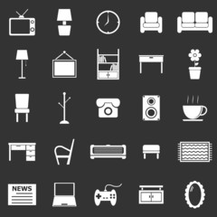 Living room icons on black background