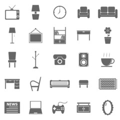 Living room icons on white background