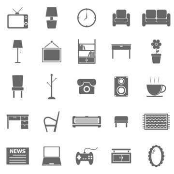 Living room icons on white background