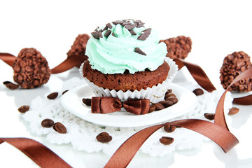 Tasty cupcake close up