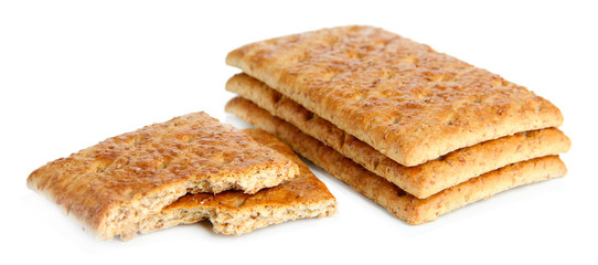 Fototapeta na wymiar Delicious crackers isolated on white