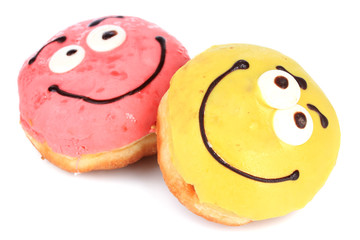 Sweet donuts isolated on white