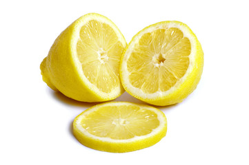 Fototapeta na wymiar Two halves of lemon isolated on white
