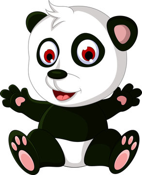 panda cartoon waving hand