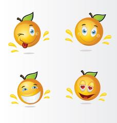 Happy cartoon oranges