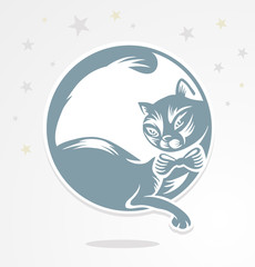 Romantic cat who sits on the moon.