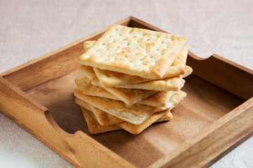 crackers in wooden box