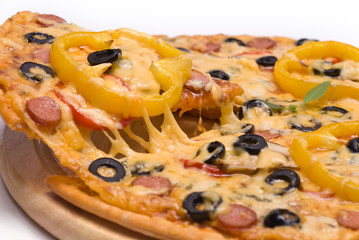 Pizza slice with rich cheese