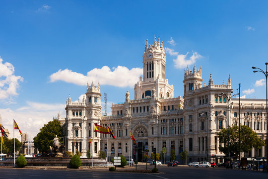 Palace of Communication in sunny day. Madrid, Spain