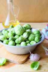 Fresh Brussels sprouts in a bowl