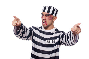 Naklejka premium Prisoner with bad bruises on white