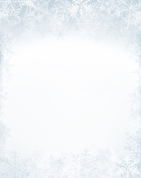 Christmas frame with crystallic snowflakes.