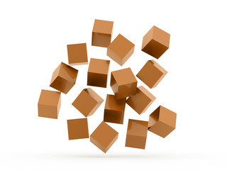 Yellow cubes concept rendered