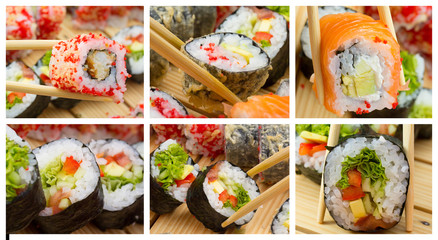 Sushi roll  collage