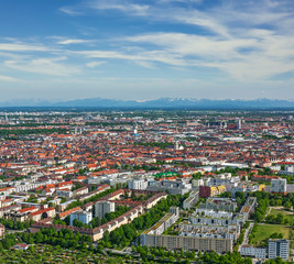 Fototapeta na wymiar Widok z lotu ptaka Monachium. Monachium, Bawaria, Niemcy