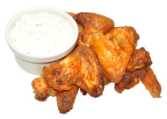 Cooked Chicken Wings With Sour Cream Dip