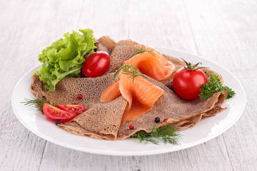 buckwheat crepe with salmon
