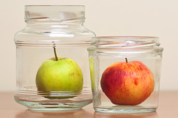 apples in glass jars for making homemade jams