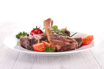 grilled lamb chop and vegetables