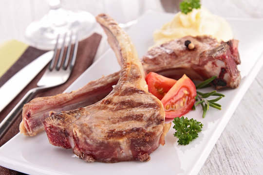 grilled lamb chop and puree