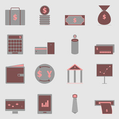 Business color icons on gray background