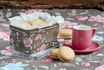 French macaroon in a flower box