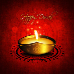 oil lamp with diwali diya greetings © Aleksandra Gigowska