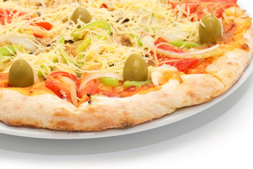 Pizza Vegetariana on the plate close up