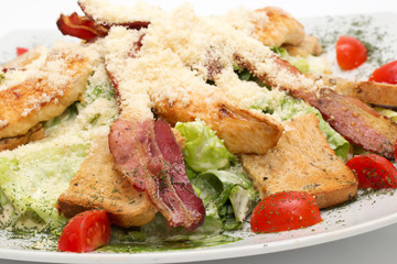 Meat salad on the plate