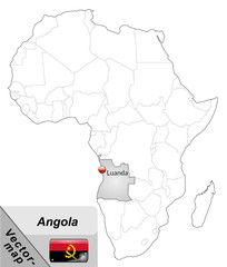 Inselkarte von Angola mit Hauptstädten in Grau