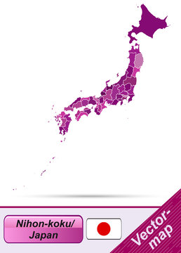 Grenzkarte von Japan mit Grenzen in Violett