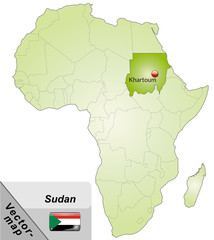 Inselkarte von Sudan mit Hauptstädten in Grün