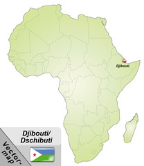 Inselkarte von Dschibuti mit Hauptstädten in Grün