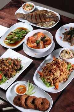 Set of Thai food menu