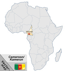Inselkarte von Kamerun mit Hauptstädten in Pastelorange