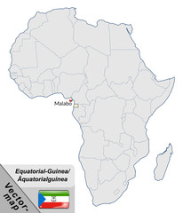 Inselkarte von Aequatorialguinea mit Hauptstädten in Pastelorang