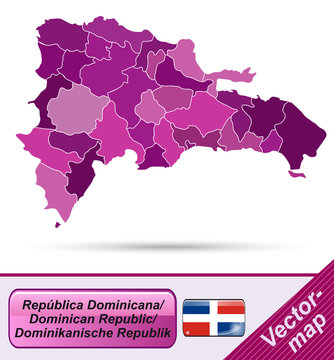 Grenzkarte von Dominikanische-Republik mit Grenzen in Violett