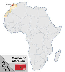 Inselkarte von Marokko mit Hauptstädten in Pastelorange