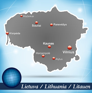 Inselkarte von Litauen Abstrakter Hintergrund in Blau