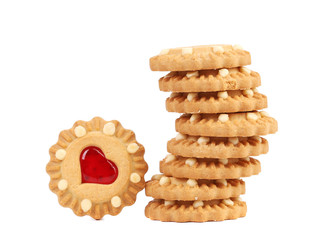 Stack of heart shaped strawberry biscuit