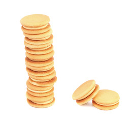 Stack of cookie biscuits with filling