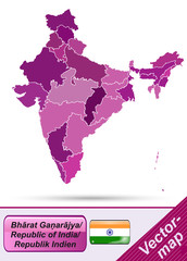 Grenzkarte von Indien mit Grenzen in Violett