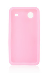 Smartphone back cover on white, clipping path