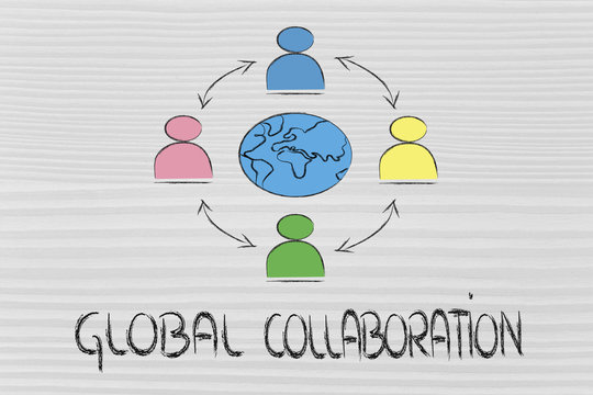 global business communication, people connected across globe