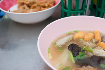 Vegan paste of rice flour or boiled Chinese pasta squares at Yao