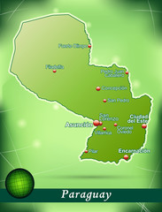 Inselkarte von Paraguay Abstrakter Hintergrund in Grün - obrazy, fototapety, plakaty