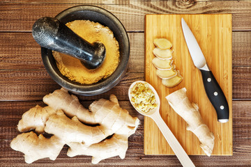 Fresh, ground and grated ginger root